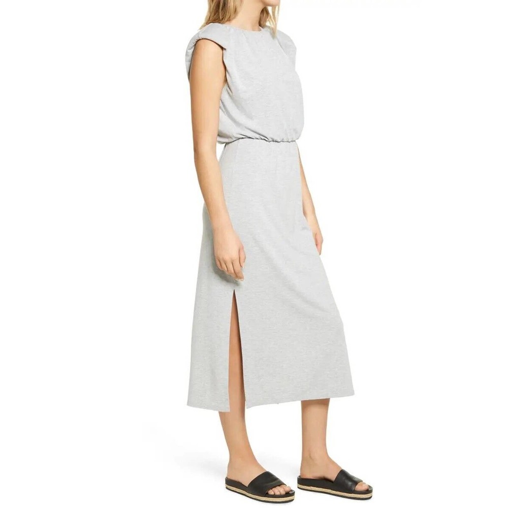 WAYF Shoulder pad Cap Sleeve Crewneck MIDI Dress Medium